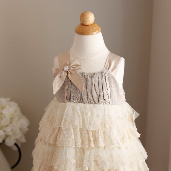 Girl's Linen Silk and Lace Couture Dress Boutique 18 Months Like New Perfect - Picture 5 of 9
